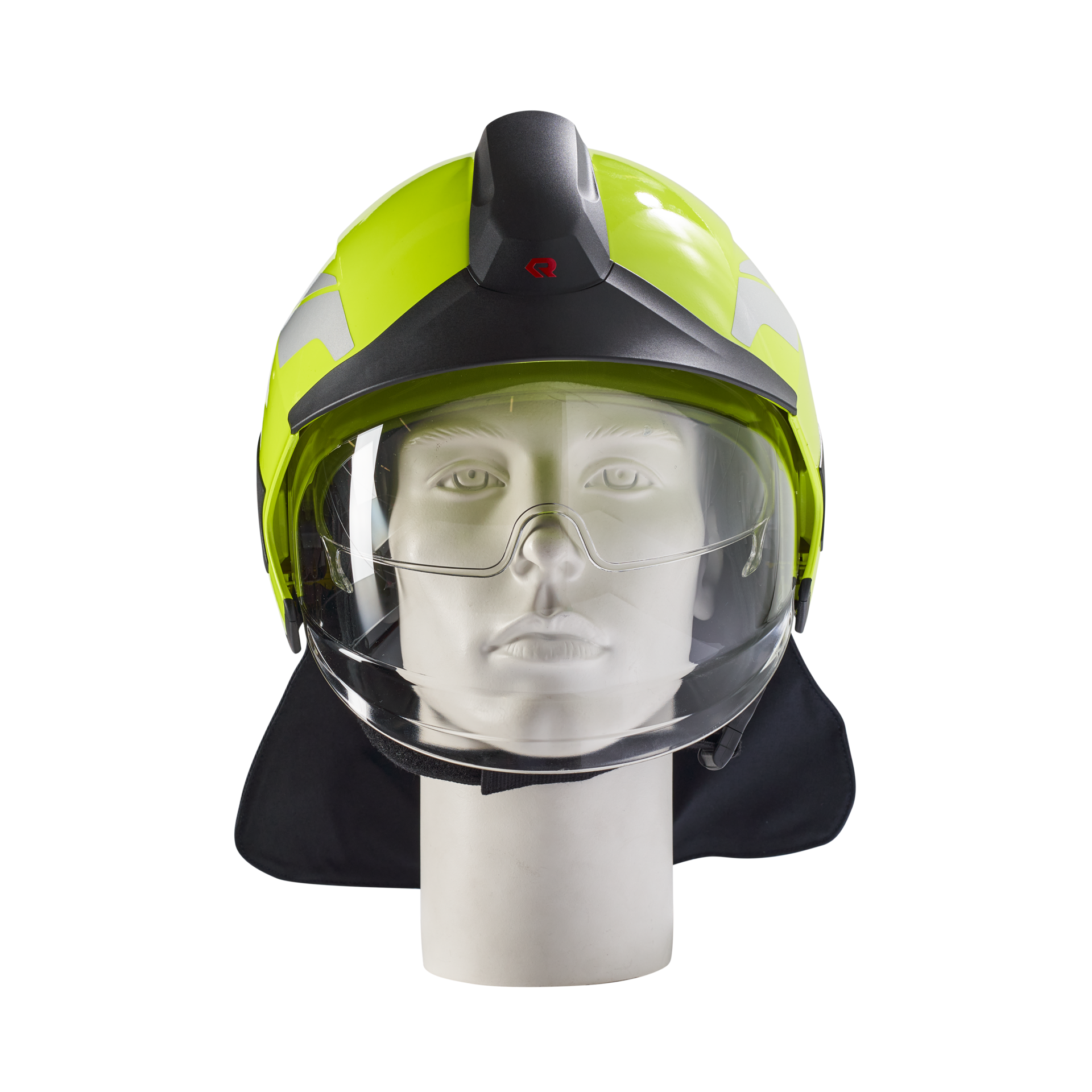 HEROS Titan high visibility luminous yellow with face shield, neck protector, eye protector and helmet trims silver - Image 4