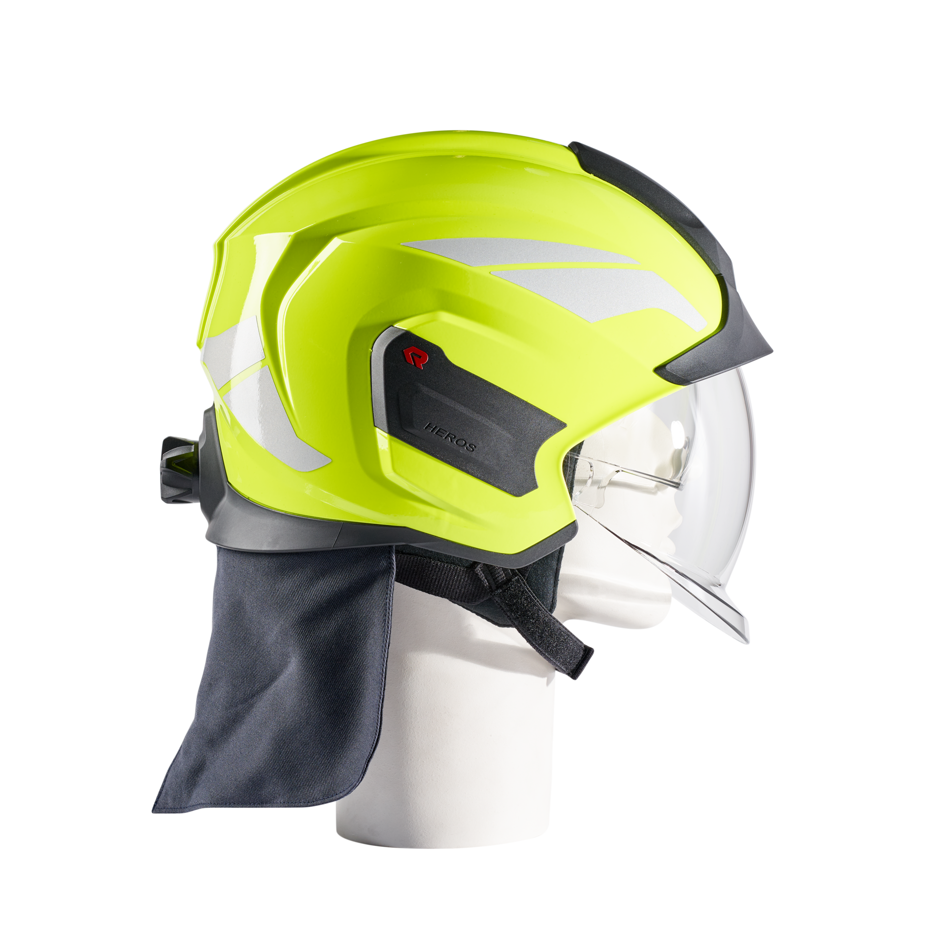 HEROS Titan high visibility luminous yellow with face shield, neck protector, eye protector and helmet trims silver - Image 2