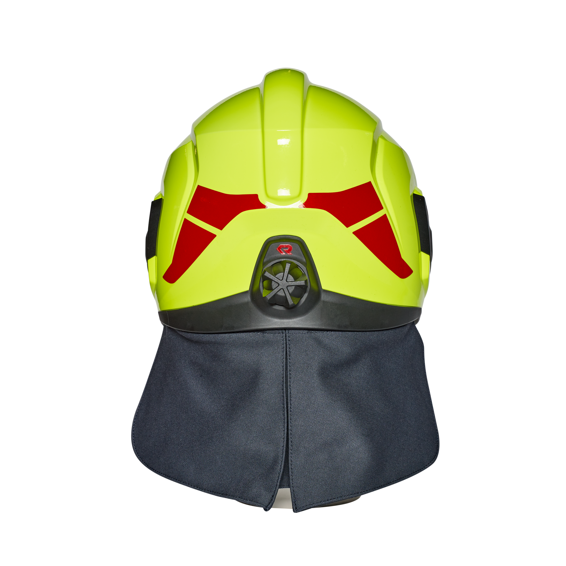 HEROS Titan high visibility luminous yellow with face shield clear, neck protector and helmet trims red - Image 3