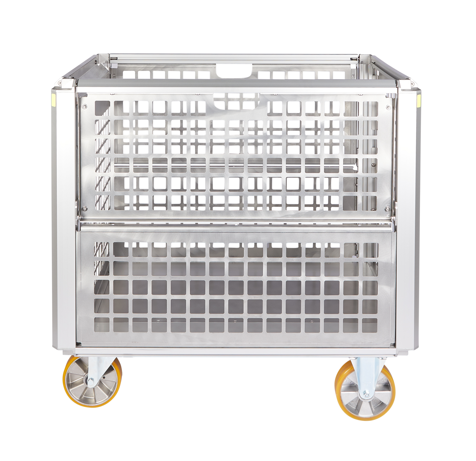 RTE RC Mesh Transport Box with fold down panel left, 2 x drum brake, 2 x swivel castor, H=1150 - Image 5